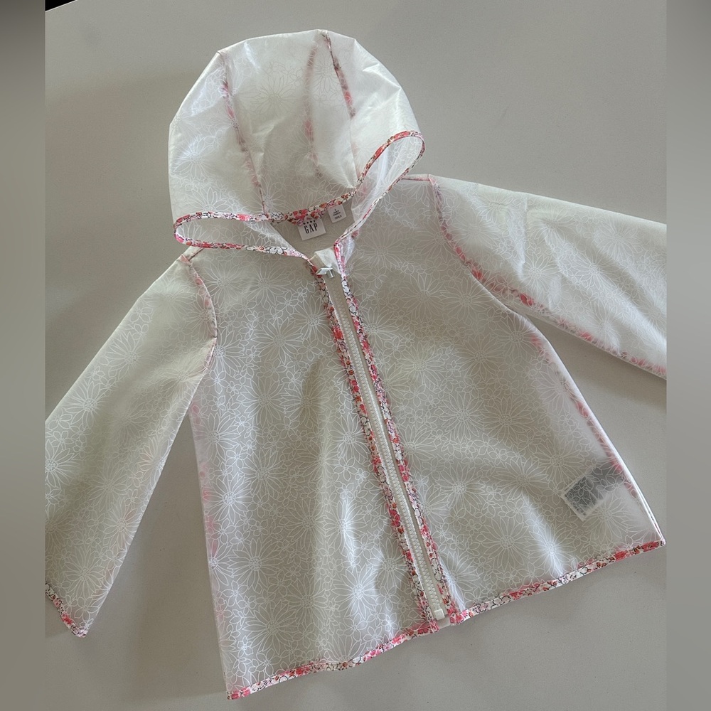•sold•Baby GAP Dainty Floral Trim Sheer Rain Coat